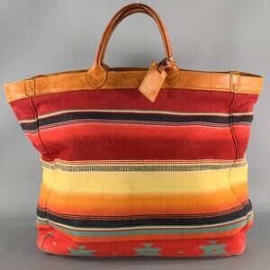 RALPH LAUREN Multi-Color Brown Serape Tote Bag
